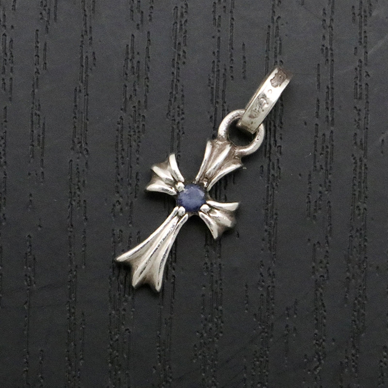 Chromehearts Double Sided Sapphire Baby Fat Cross Charm Chromehearts Double Sided Sapphire Baby Fat Cross Charm