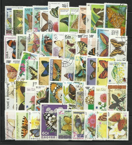 BUTTERFLIES Collection Packet of 50 Different WORLD Stamps