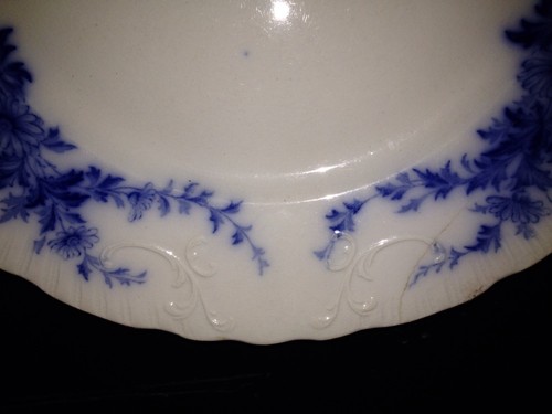 1900s Burgess & Leigh Burslem Semi-pocelain England DISH PLATE Daisy Flow Blue ? - Picture 4 of 8