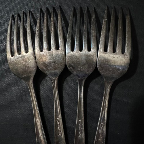 4 posate Oneida Community argento fiori forchetta posate argenteria anni 60 - Foto 10 di 13