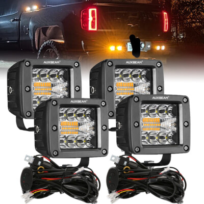 AUXBEAM 3''Inch LED Pods Light Bar Offroad ATV White Yellow Strobe Work Fog 3X3