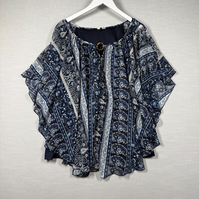 Cato Est 1946 Top Womens 22 24 W Blue Paisley Flowy Romantic Chic Boho Coquette