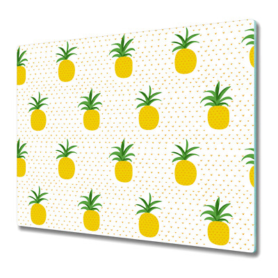 Glass Chopping Cutting Board Worktop Saver Pineapple Yellow Fruit art 60x52