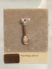Sterling Silver 5/8" Tennis Racquet Pendant Charm NOS New
