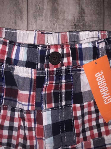 Patchwork Shorts Gymboree red white Blue patchwork Plaid shorts 12 boys 4th July - Picture 2 of 6