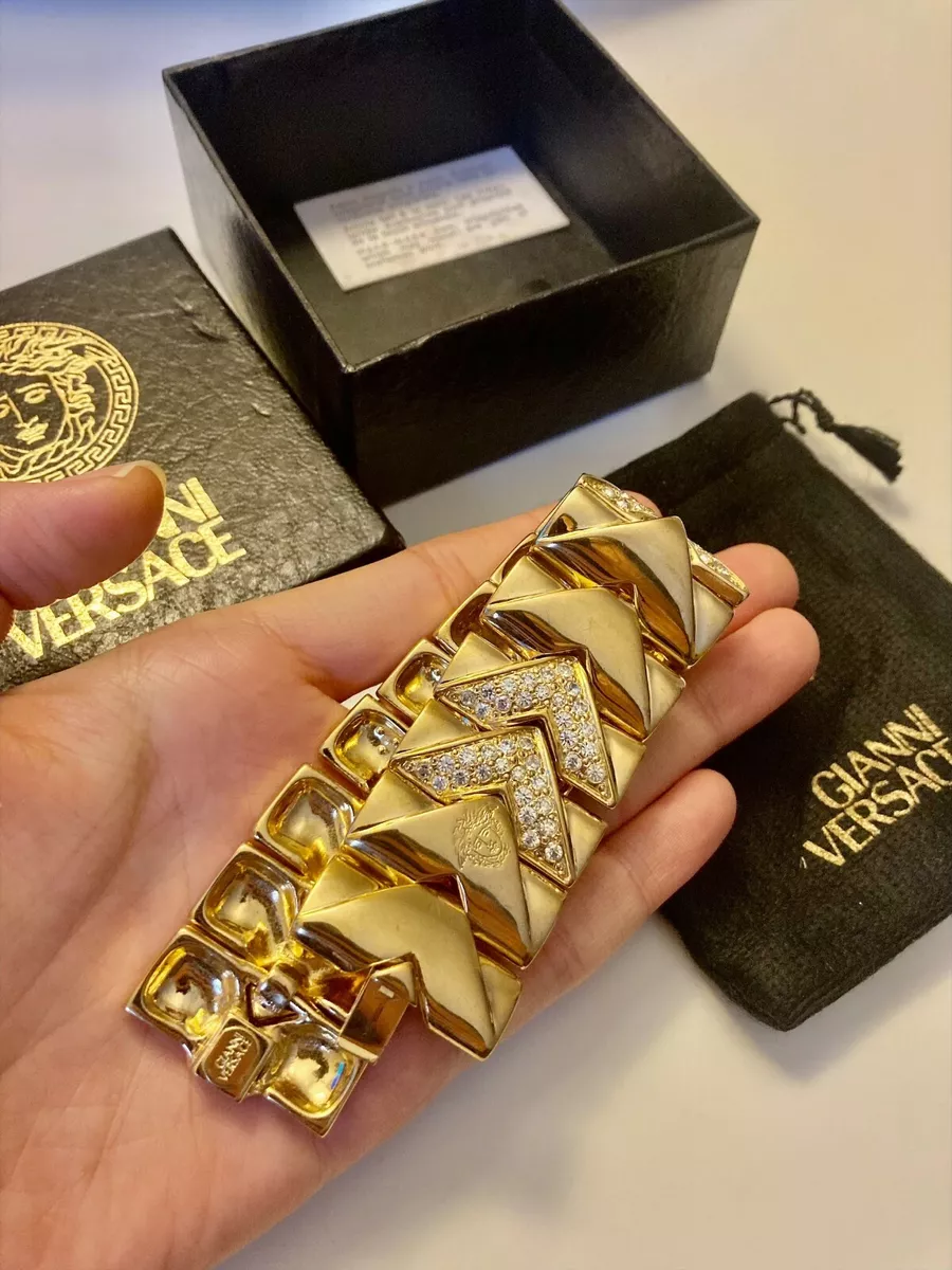 RARE Special Versace Chain Link Bracelet GoldTone Sparkling Unisex Medusa Head