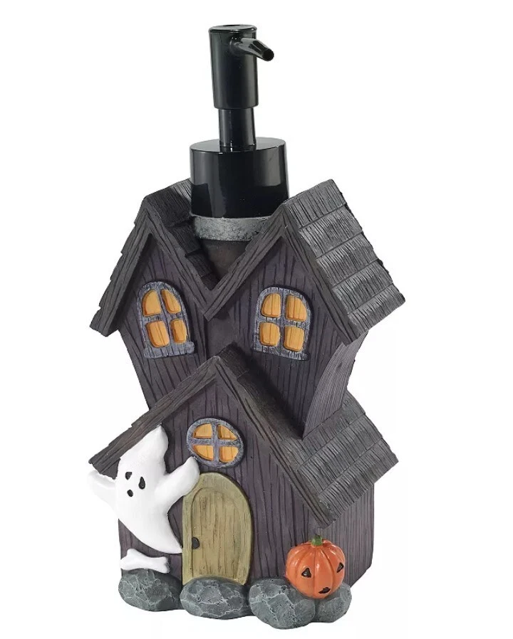 Avanti Halloween White Ghost Black Haunted House Soap Lotion Pump Dispenser - Image 2 of 2