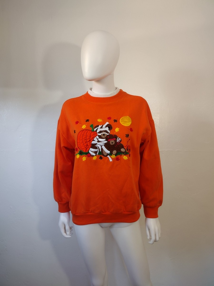 Vintage 90's Halloween Orange Crew Neck Sweatshirt Sweater