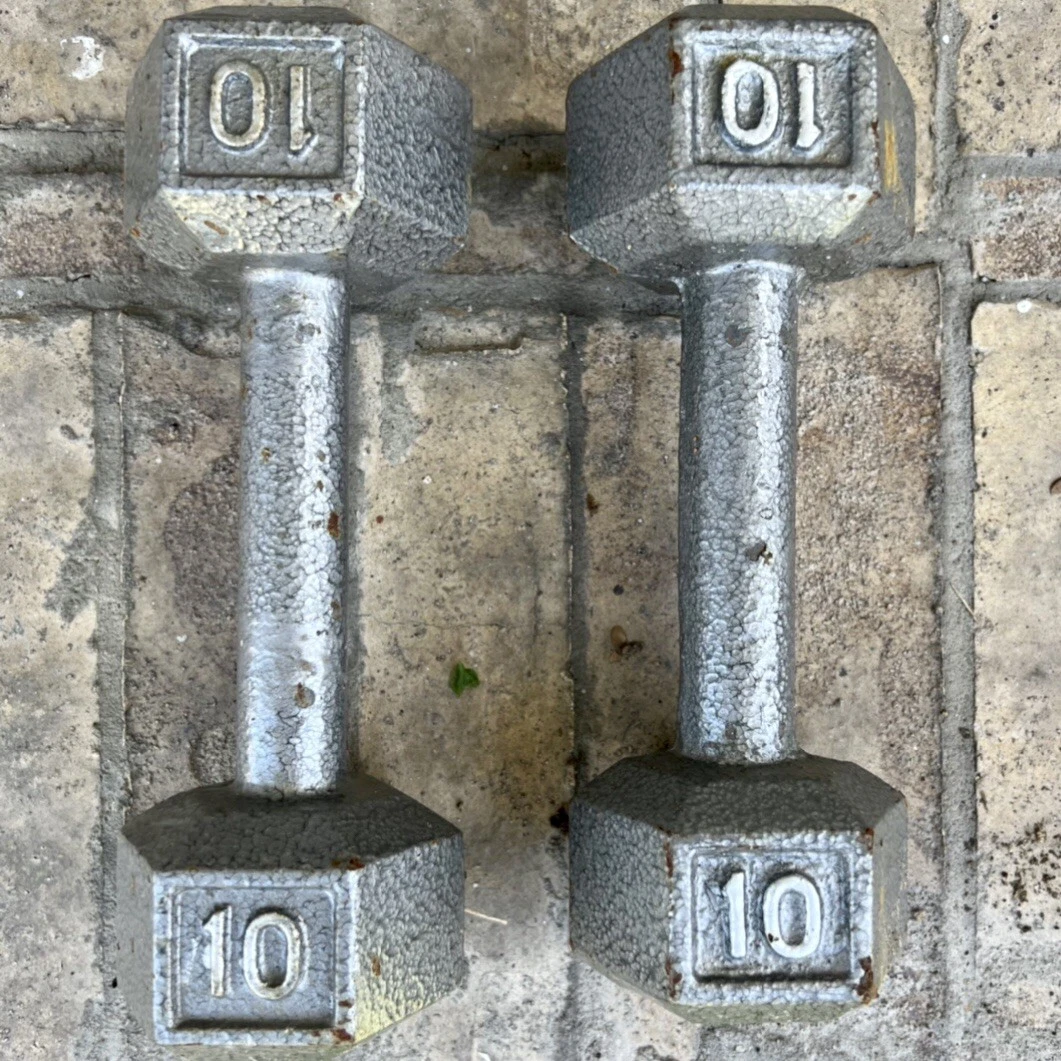 10 LB Dumbbell Pair Cast Iron Hex Dumbbells Weights Set of 2 - Total 20 Lbs