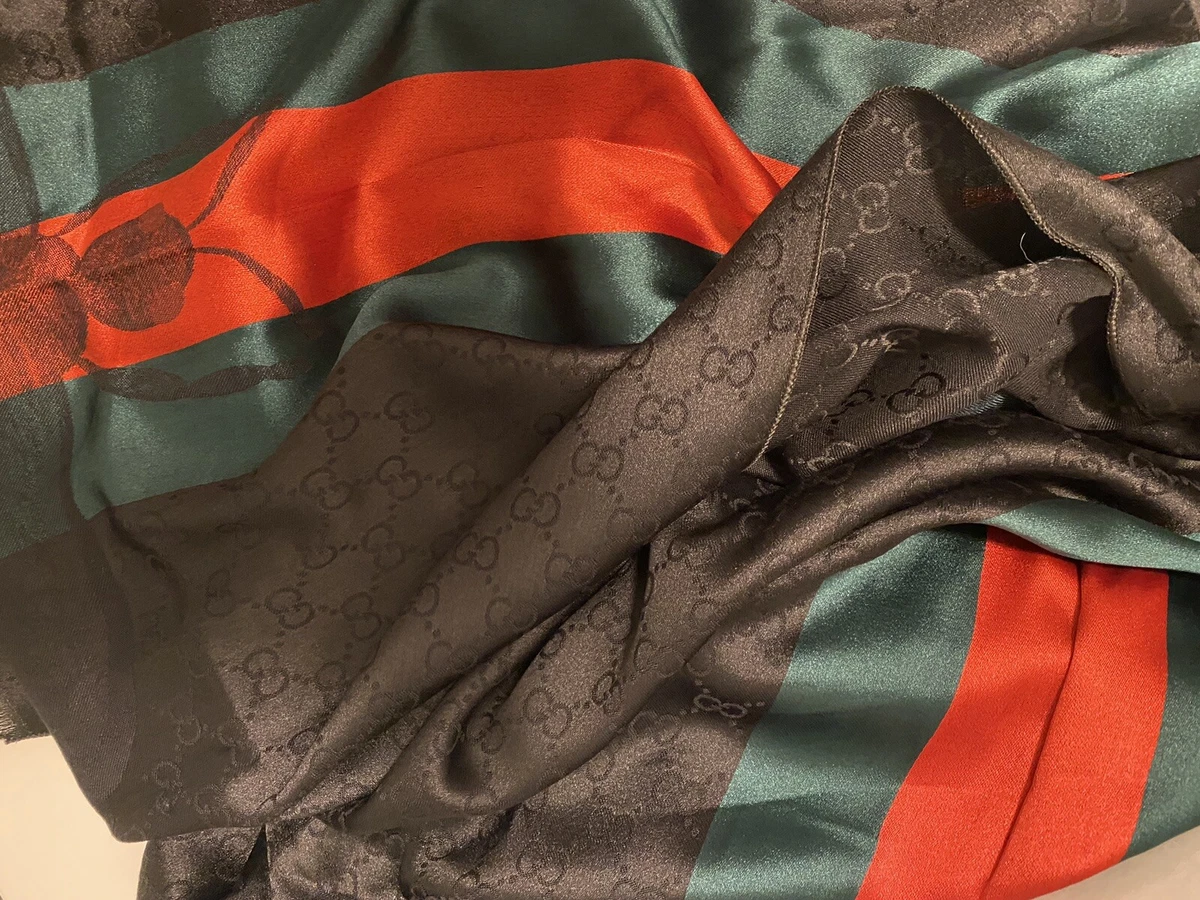 Gucci monogram striped scarf - Black