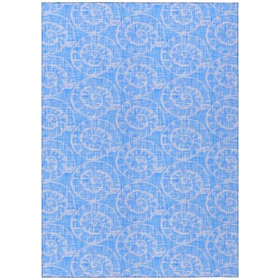 Surfside ASR41 Blue 1'8'' x 2'6'' Indoor Outdoor Rug, Easy Clean, Machine Washa...