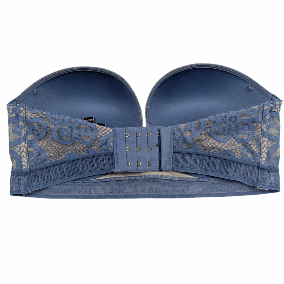 Sujetador push up muy sexy Victoria's Secret para mujer talla 32DD sin tirantes encaje azul VS Foto 3 de 4