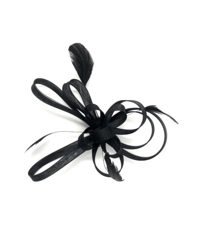 Black Fascinator Black Feather Hair Clip Ladies Black Hair Accessories  - Photo 1/2