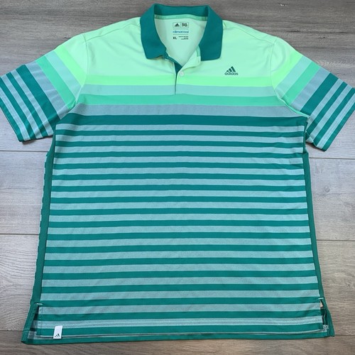 Adidas Golf Climacool Performance Quick Dry Polo Shirt Men’s XL Green Striped