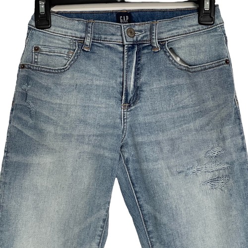 Gap Girls SZ 14 Slim Jeans Distressed Light Wash Adjustable Waist Pocket Stretch - Picture 2 of 12