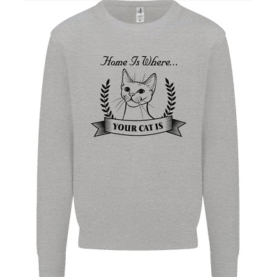 Home Is Where Your Cat Is Lustiges Kätzchen Herren Sweatshirt Pullover
