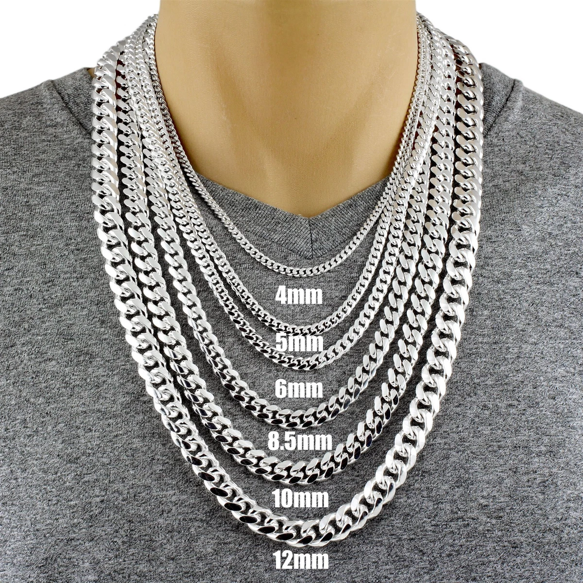 Guaranteed 925 Sterling Silver Cuban Curb Chain Necklace Solid & Heavy  Version