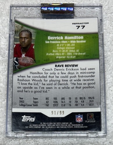 Topps Refractor Derrick Hamilton #77 2004 Sealed /99 Sports Card - Picture 2 of 3