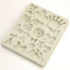 Wedding Princess Crown Heart Gift Bows Party Cupcake Icing Topper Silicone Mould