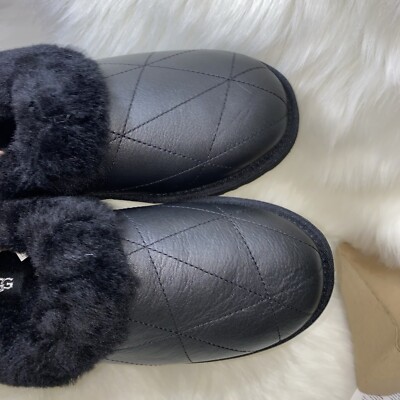Ugg Slippers Size 10 New In Box Black Leather