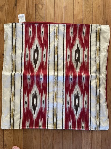 Two Pottery Barn 24x24 Southwestern Ikat Boho Red Embroidered Pillow Covers