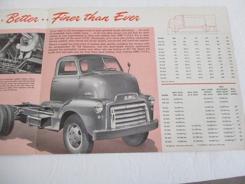 Brochure camion GMC nuovi modelli COE 1949, serie 350-450 - Foto 2 di 3
