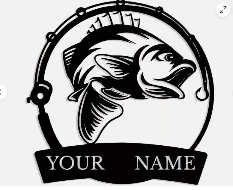 Personalized Fishing Angler Bass Fish Decor Metal Sign Indoor/Outdoor Custom New