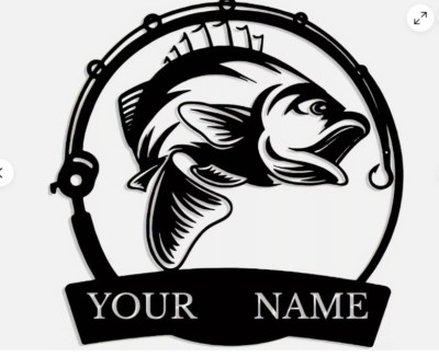 Personalized Fishing Angler Bass Fish Decor Metal Sign Indoor/Outdoor ...