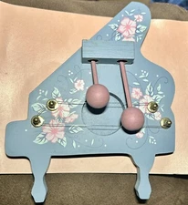 VTG 60s 2 String Wood Door Chime Harp Hand Painted Blue/pink Floral Grand Piano