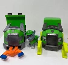 Paw Patrol Rescue Pup Rocky Recycle Truck Vehicle Figures 3pc Lot