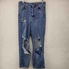 WILD FABLE WOMEN'S JEANS BLUE SIZE 6 DENIM STRETCH RIPPED BUTTON UP PAPERBAG 