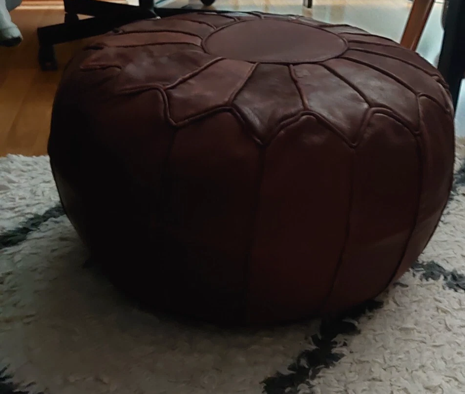Vintage braun pouf hocker Echtes Leder