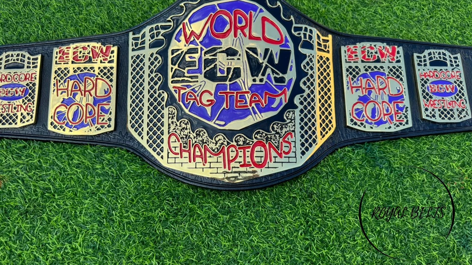 Cinturón título ECW WORLD TAG TEAM CHAMPIONSHIP tamaño ADULTO 4mm zinc Foto 2 de 4
