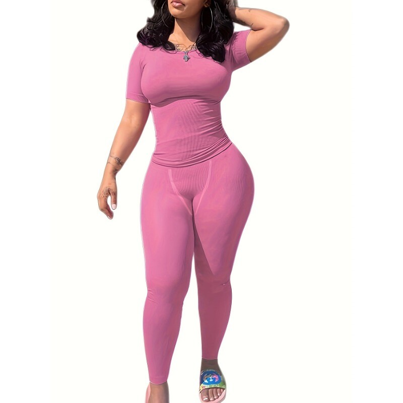 Womens 2pcs Sets Sleeves Sports Playsuit Jumpsuit,Short Exercise Bodycon Yoga