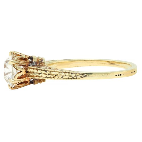 Victorian 1.05 CTW Mine Diamond 14K Gold Antique Solitaire Engagement Ring GIA - Picture 6 of 15