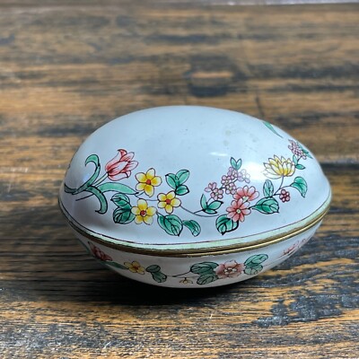 Vintage Egg Trinket Box with Floral Design Easter Spring Gift
