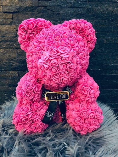 Rosenbär 40cm ROSA Teddybär Teddy Rosen Bär WUNSCH GRAVUR Valentinstag Geschenk - Bild 5 von 7