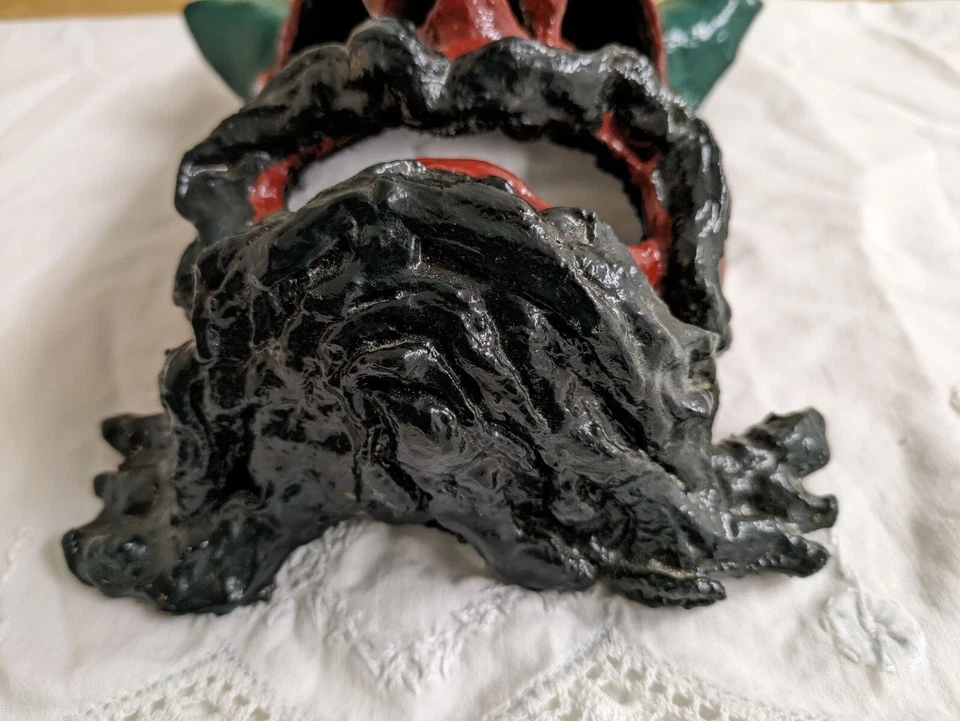 Vtg. handmade and handpainted signed devil mask wall decoration. - Image 3 of 4