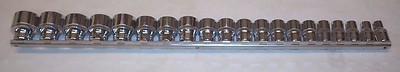 T&E M94220 1/2''Drive Metric Socket Set 12pt w Rack 10-32mm Quality Made CV 20pc