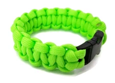 Paracord Bracelet 550 Black Tactical 3/8" Buckle (Neon Green) Hand Made 