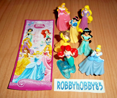 DISNEY PRINCESS COMPLETE SET 7 FIGURES WITH PAPERS KINDER SURPRISE