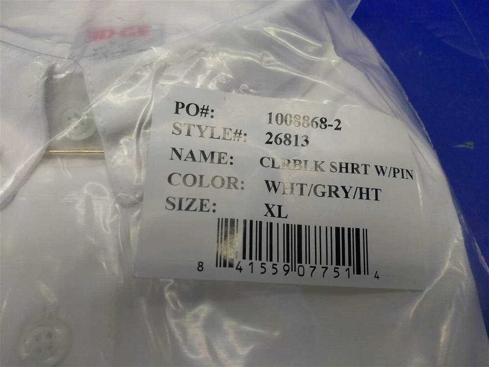 Лот из 5 WD NY края Slim Fit цвет заблокирован белый/серый рубашка w/галстук бар XL - Изображение 4 из 4