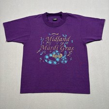 Vintage Midland Mardi Gras Fruit Of The Loom Kids 10/12 Purple Shirt USA Made