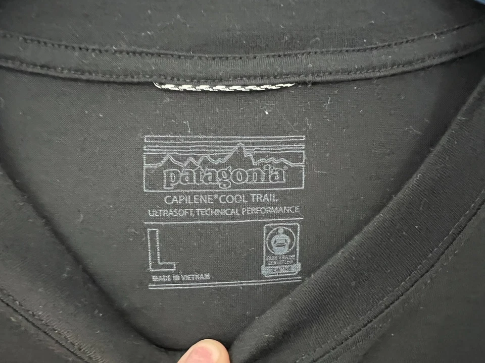 Patagonia Capilene Cool Trail Shirt Mens Large Black Henley Performance Stretch - Image 2 of 4