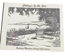 Vtg 1950s Cottages By The Sea Hotel Art Print Sketch Beach St Croix VI Caribbean