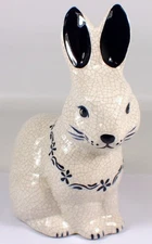 VTG The Potting Shed Dedham Pottery Bunny Rabbit Figurine Flowers Hand Painted