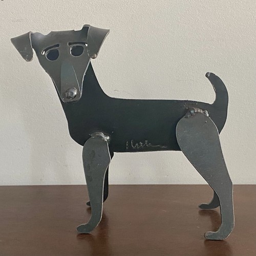 VTG Brutalist Welded Metal Jack Russell Terrier Dog Folk Art Sculpture, Signed. - Picture 10 of 16