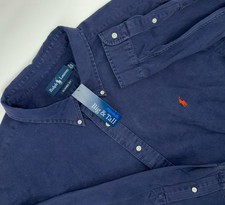 Polo Ralph Lauren Oxford Shirt Navy Blue Long Sleeve Men  s 4XB 4XL big Solid NEW