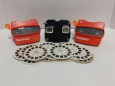 Lot Of 3 Vintage View Master 3D Viewers And 27 Reels Smurfs Disney Sesame Street