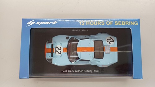 Coche miniatura SPARK 1/43 FORD GT40 ganador sebring 1969 usado - Imagen 2 de 19